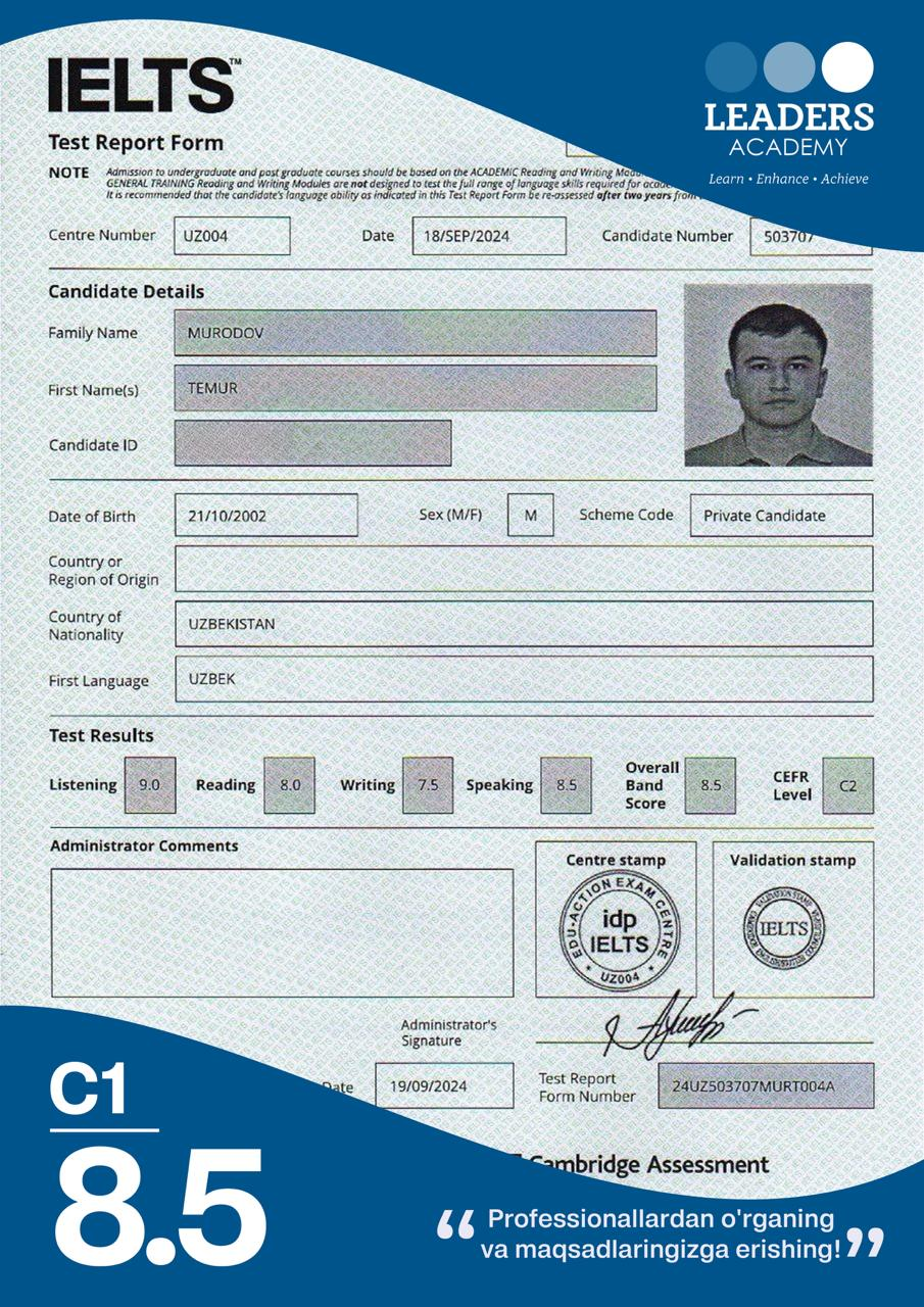 IELTS Result 8.5